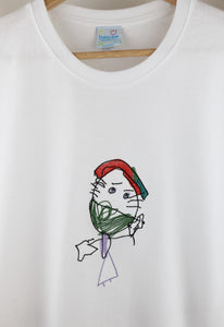 T-shirt Adulto com Desenho Infantil Bordado