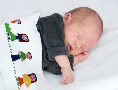 Lençol Cama Bebé com Desenho Infantil Bordado